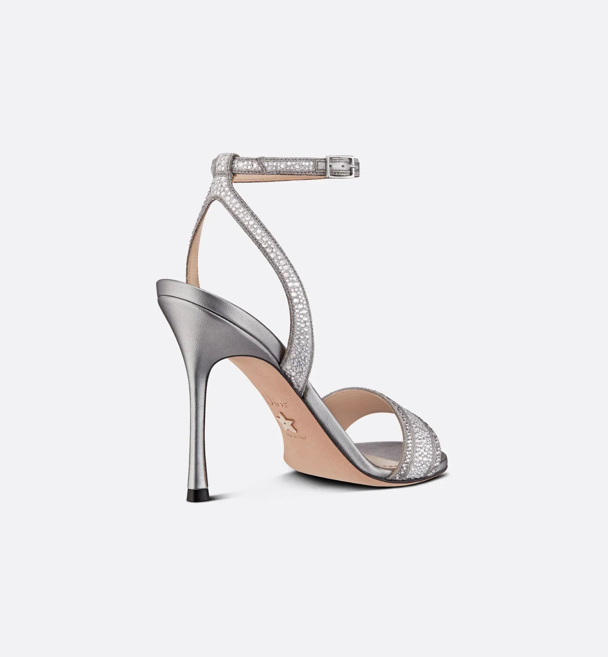 Dway High-Style Heeled Sandal – crafted in silver-tone cotton embroidered with metallic thread and further adorned – LUX VERSE Luxury Designer Fashion Outlet