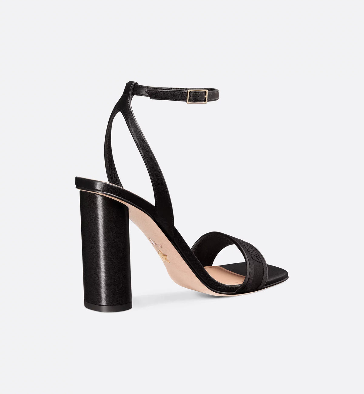 Dway Heeled Elegance Sandals – combining embroidered satin with black lambskin, it is distinguished by a play – LUX VERSE Luxury Designer Fashion Outlet