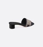 Dway Heeled Cotton Embroidered Slide – the deep blue cotton upper is embroidered with the instantly recognizable Christian – LUX VERSE Luxury Designer Fashion Outlet