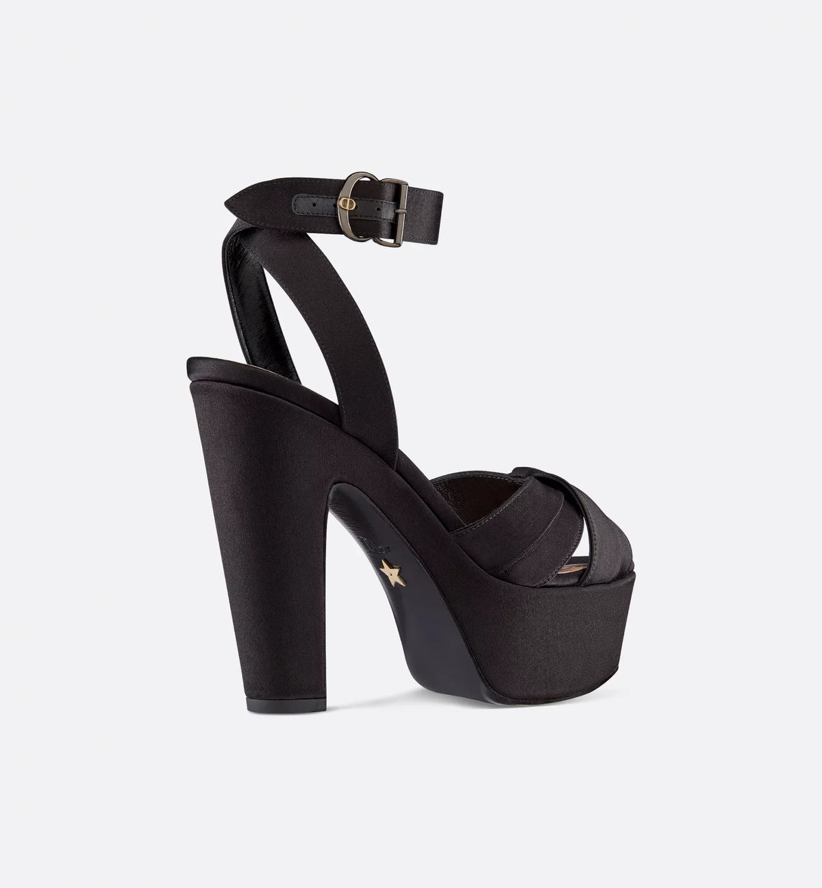 Muse Heeled Sandal – crafted in black satin, it is distinguished by a crossed effect on the front, while – LUX VERSE Luxury Designer Fashion Outlet
