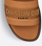 Dway Christian Slide – the upper in camel calfskin and cotton embroidered with the Christian Paris – LUX VERSE Luxury Designer Fashion Outlet