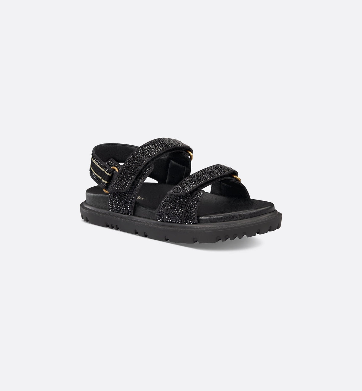 Cotton Black Sandal – the sandal has a modern silhouette in black cotton embroidered with tonal strass – LUX VERSE Luxury Designer Fashion Outlet