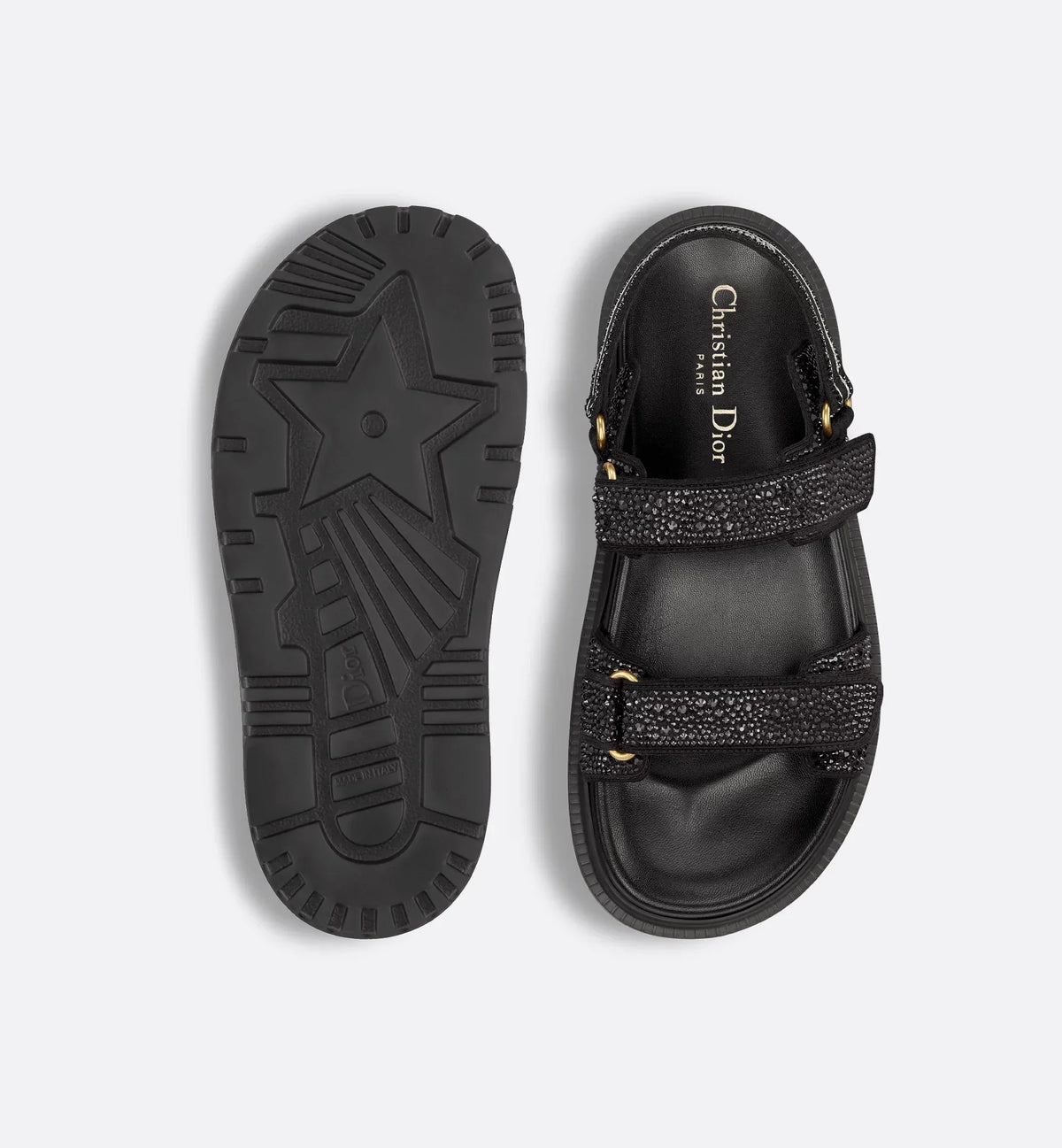 Cotton Black Sandal – the sandal has a modern silhouette in black cotton embroidered with tonal strass – LUX VERSE Luxury Designer Fashion Outlet