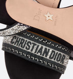 Dway Modern Heeled Sandal – crafted in black embroidered cotton adorned with silver-tone strass, it is – LUX VERSE Luxury Designer Fashion Outlet
