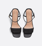Dway Sleek Heeled Sandals – combining embroidered satin with black lambskin, it is distinguished by straps that – LUX VERSE Luxury Designer Fashion Outlet