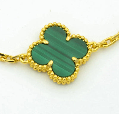 CLOVER  5 MOTIF MALACHITE DIAMOND BRACELET