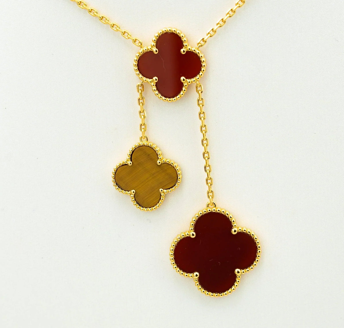 Clover Tiger Eye Carnelian Necklace 6 Motif – LUX VERSE Luxury Designer Fashion Outlet