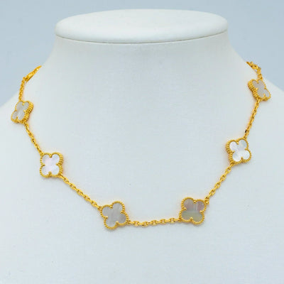 CLOVER VINTAGE WHITE MOP NECKLACE 10 MOTIFS
