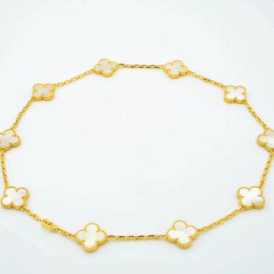 CLOVER VINTAGE WHITE MOP NECKLACE 10 MOTIFS
