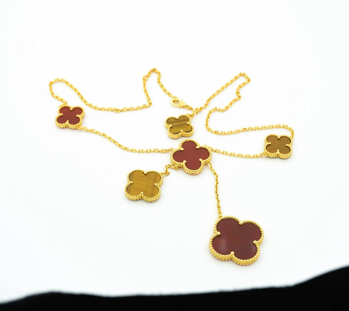 Clover Tiger Eye Carnelian Necklace 6 Motif – LUX VERSE Luxury Designer Fashion Outlet