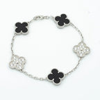 Clover 5 Motif Onyxs Diamond Bracelet Silver – LUX VERSE Luxury Designer Fashion Outlet