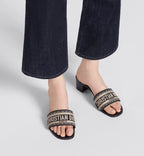 Dway Heeled Embroidered Slide – the slide's upper features a deep blue embroidered'CHRISTIAN'signature – LUX VERSE Luxury Designer Fashion Outlet