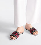 Dway Slide Valley Motif – the red upper is embroidered with the black Christian Paris signature for – LUX VERSE Luxury Designer Fashion Outlet