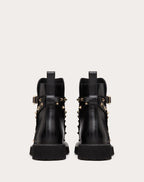 Rockstud Calfskin Ankle Boot 40 Mm – buckle- Rubber lug sole- Heel height: 40 mm / 1.6"with 25 mm / 1"platform – LUX VERSE Luxury Designer Fashion Outlet