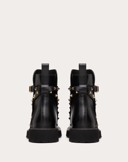 Rockstud Calfskin Ankle Boot 40 Mm – buckle- Rubber lug sole- Heel height: 40 mm / 1.6"with 25 mm / 1"platform – LUX VERSE Luxury Designer Fashion Outlet