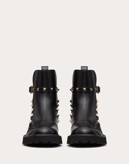 Rockstud Calfskin Ankle Boot 40 Mm – rockstud calfskin ankle boot- Platinum-finish studs- Logo embossed on – LUX VERSE Luxury Designer Fashion Outlet