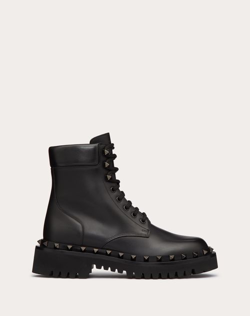 Rockstud Calfskin Combat Boot with Matching Studs 50mm – rockstud combat boot in calfskin- Welt with tone-on-tone studs detail – LUX VERSE Luxury Designer Fashion Outlet