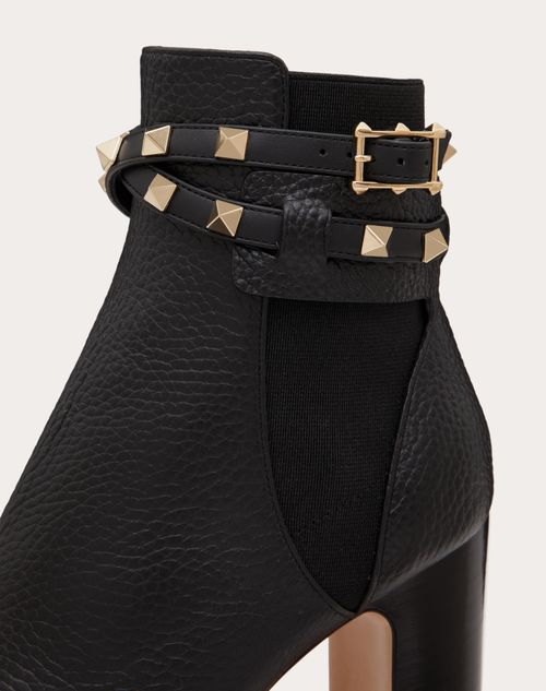 Rockstud Grainy Calfskin Ankle Boot 80 Mm – lug sole- Heel height 80 mm/3.15– LUX VERSE Luxury Designer Fashion Outlet