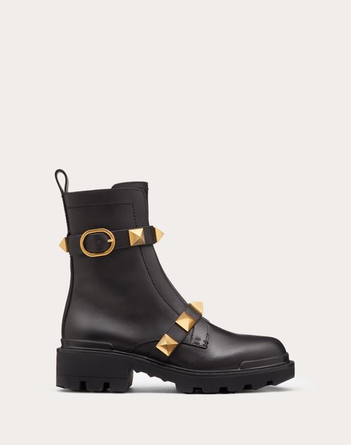 Roman Stud Calfskin Combat Boot 40mm – roman Stud combat boot in calfskin with straps embellished with maxi studs – LUX VERSE Luxury Designer Fashion Outlet