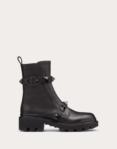 Roman Stud Calfskin Combat Boot with Tonal Studs 40mm – roman Stud combat boot in calfskin with straps embellished with maxi studs – LUX VERSE Luxury Designer Fashion Outlet