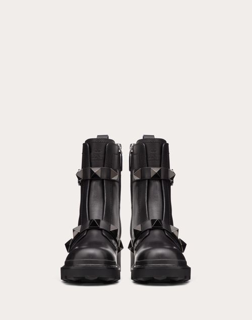 Roman Stud Calfskin Combat Boot with Tonal Studs 40mm – roman Stud combat boot in calfskin with straps embellished with maxi studs – LUX VERSE Luxury Designer Fashion Outlet