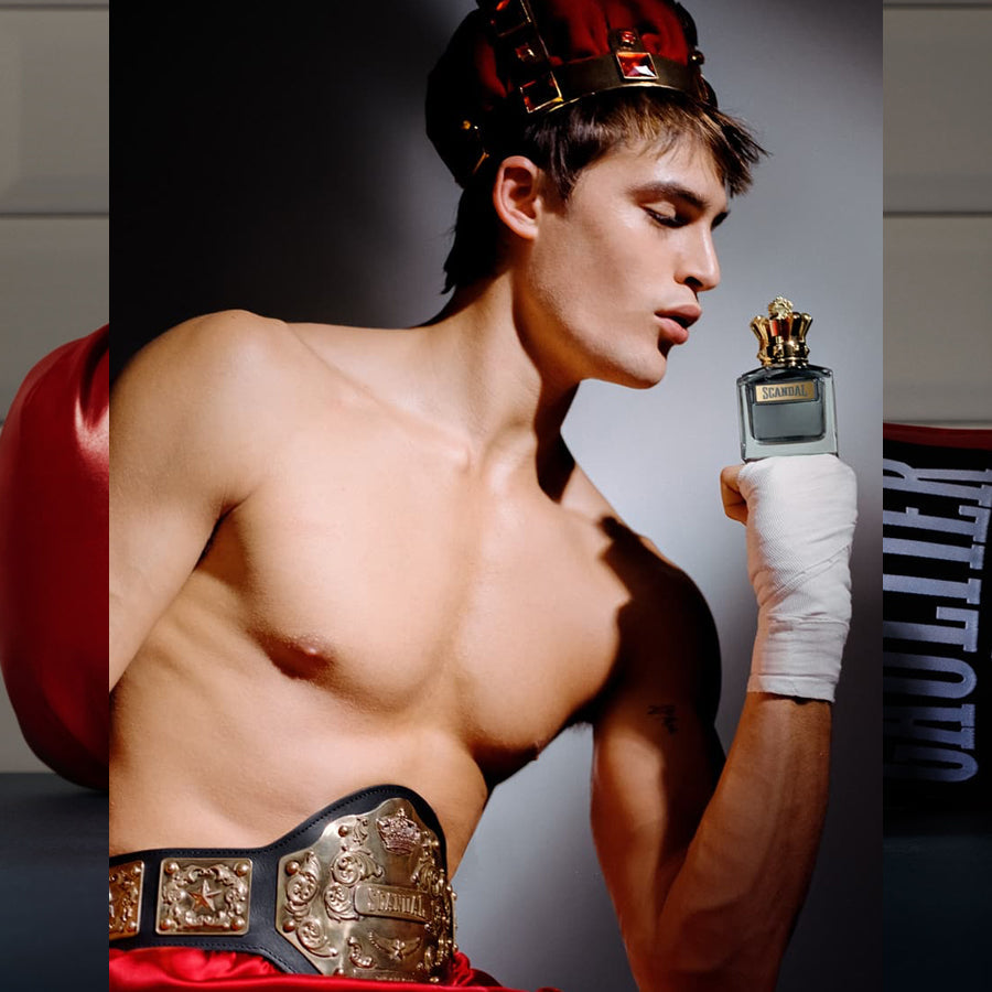 Scandal 5.1 oz EDT for men – with muscled elegance and boxing gloves on, the new Scandal Pour Homme by Jean Paul – LUX VERSE Luxury Designer Fashion Outlet
