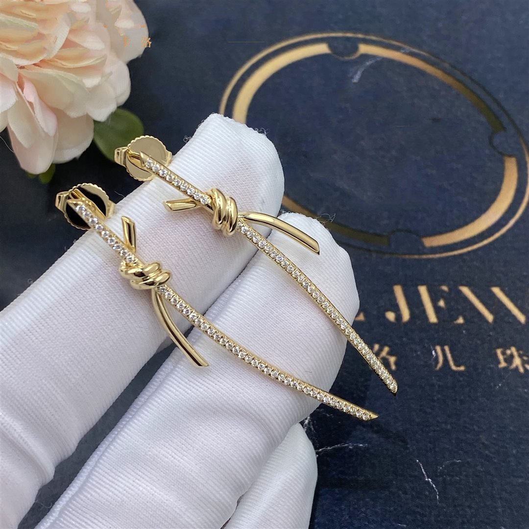 Knot Drop Earrings in Gold with Diamonds – LUX VERSE Luxury Designer Fashion Outlet