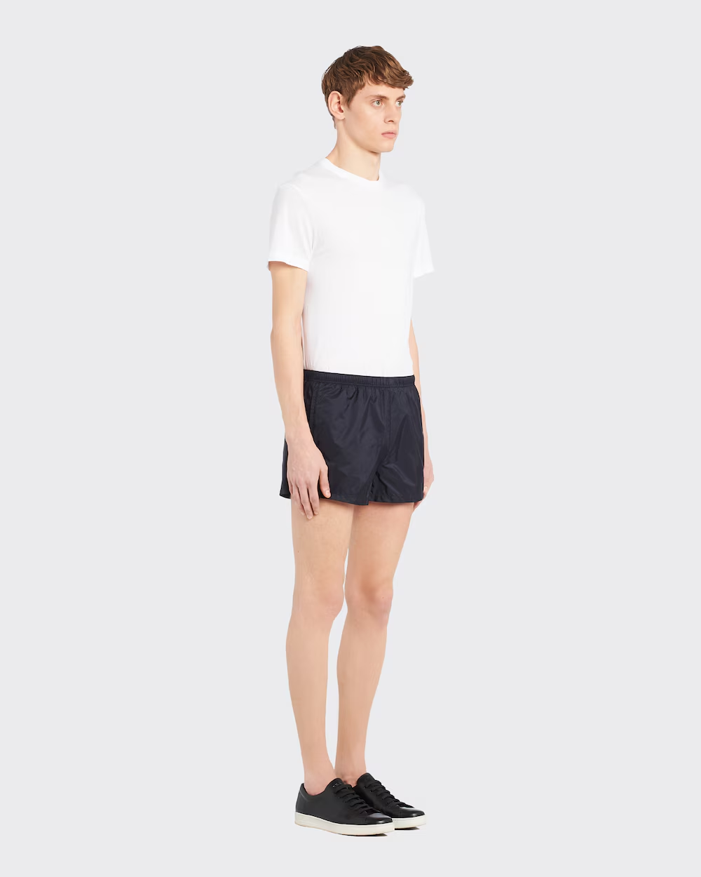 Nylon swim trunks – elasticized drawstring at the waist Side pockets Small back pocket Fabric triangle – LUX VERSE Luxury Designer Fashion Outlet