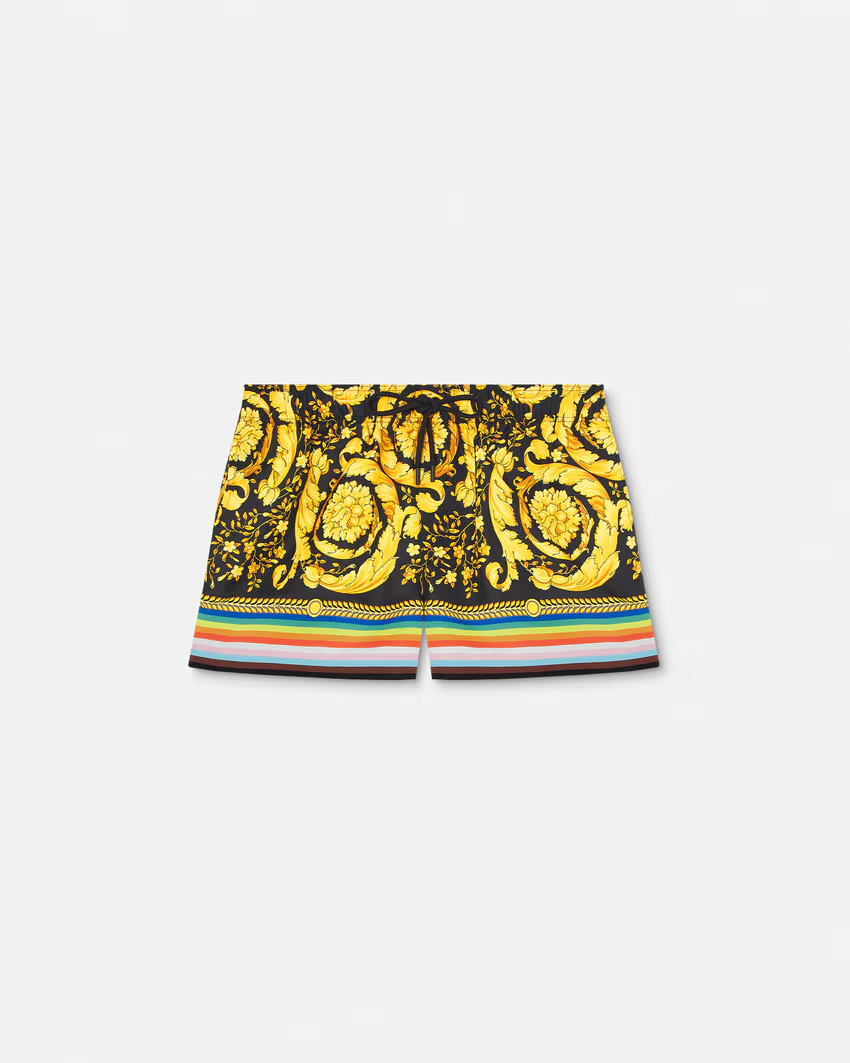 Pride Barocco Swim Shorts – these swim shorts combine the iconic Barocco print with the Progress Pride flag – LUX VERSE Luxury Designer Fashion Outlet