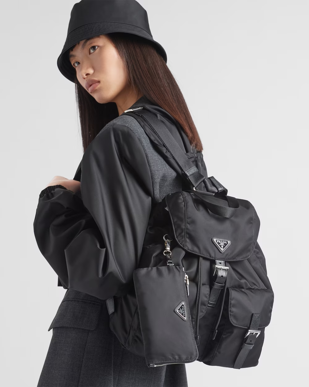 Buckle backpack shoulder bag – a blend of materials with modern allure and timeless charm are the choice for this – LUX VERSE Luxury Designer Fashion Outlet