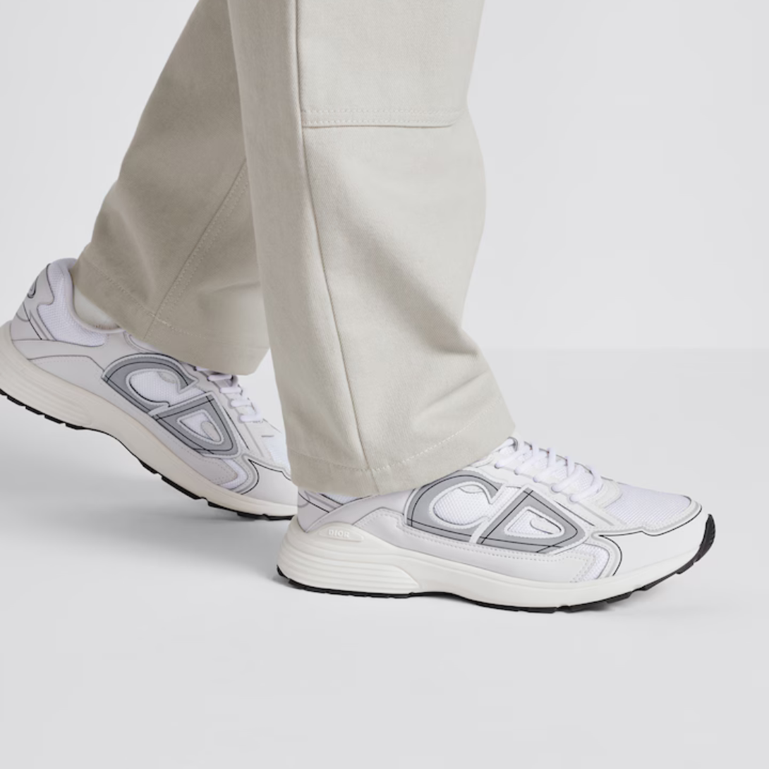 B30 Sneaker White Mesh – crafted in white mesh and technical fabric, it is enhanced by a reflective'CD30'– LUX VERSE Luxury Designer Fashion Outlet