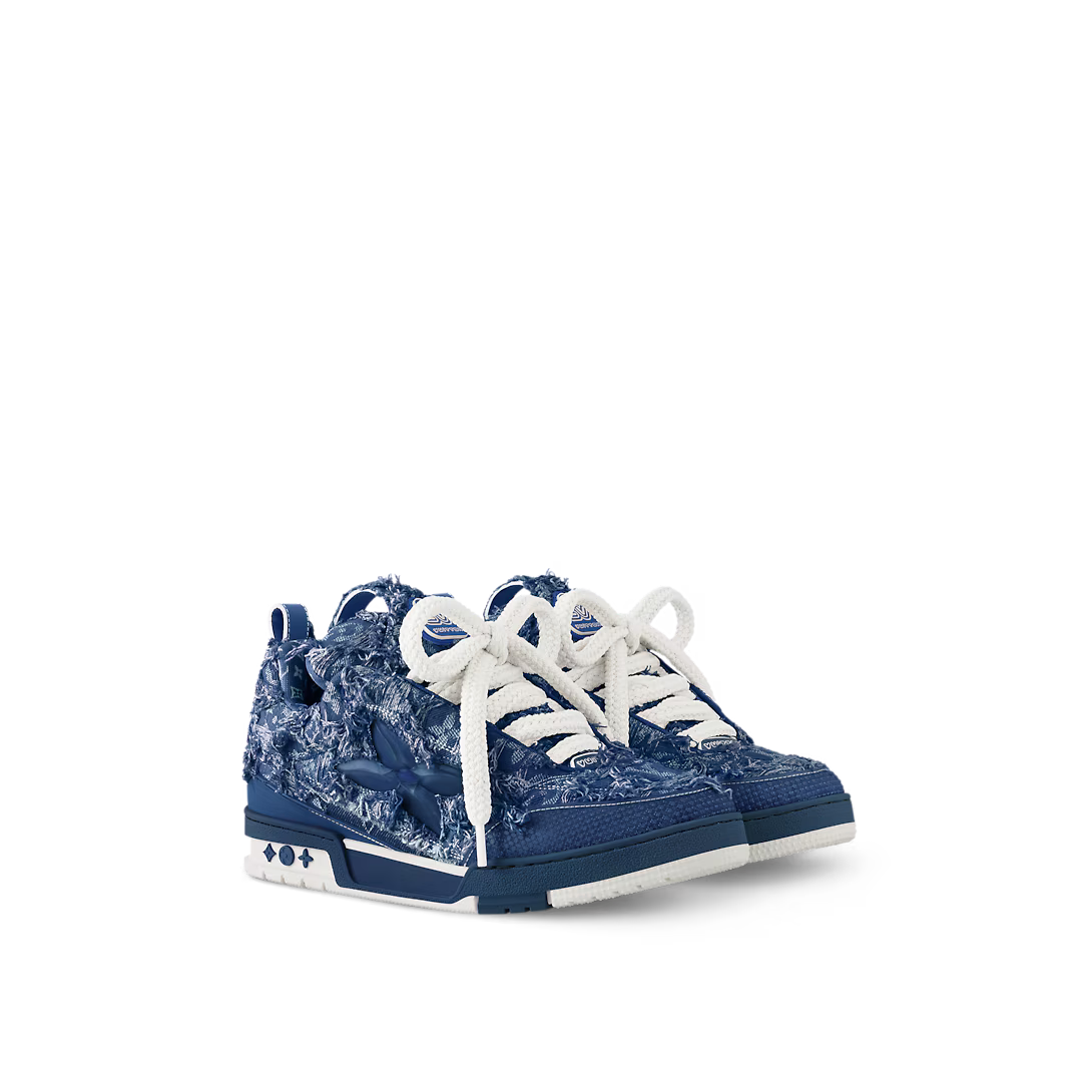 Skate Sneaker Blue – this edition of the Skate sneaker comes in frayed Monogram denim for a look that is – LUX VERSE Luxury Designer Fashion Outlet