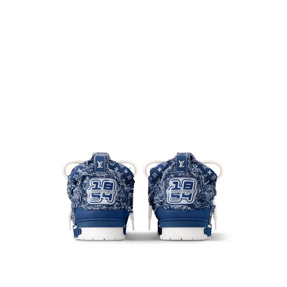 Skate Sneaker Blue – thick double laces and a chunky, bicolor outsole with Monogram Flowers finish this – LUX VERSE Luxury Designer Fashion Outlet