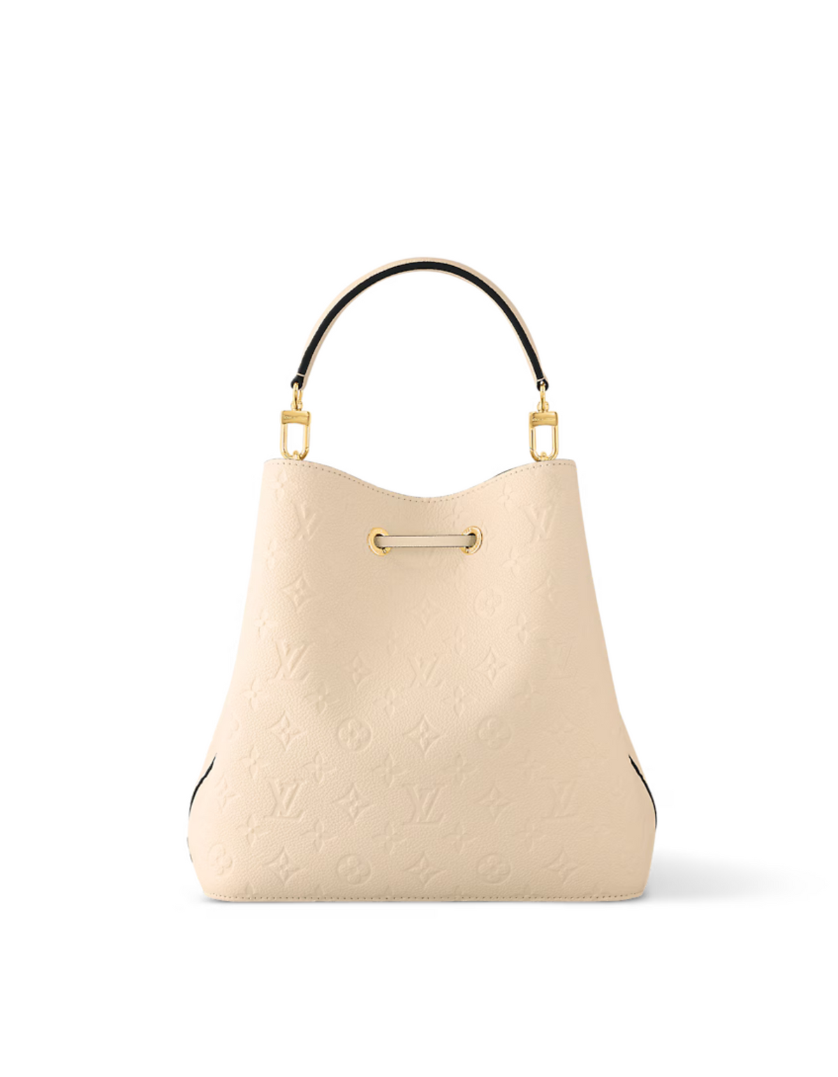 Néonoé MM Crème Beige – the cream-color microfiber lining and Monogram Flowers discretely embossed into – LUX VERSE Luxury Designer Fashion Outlet