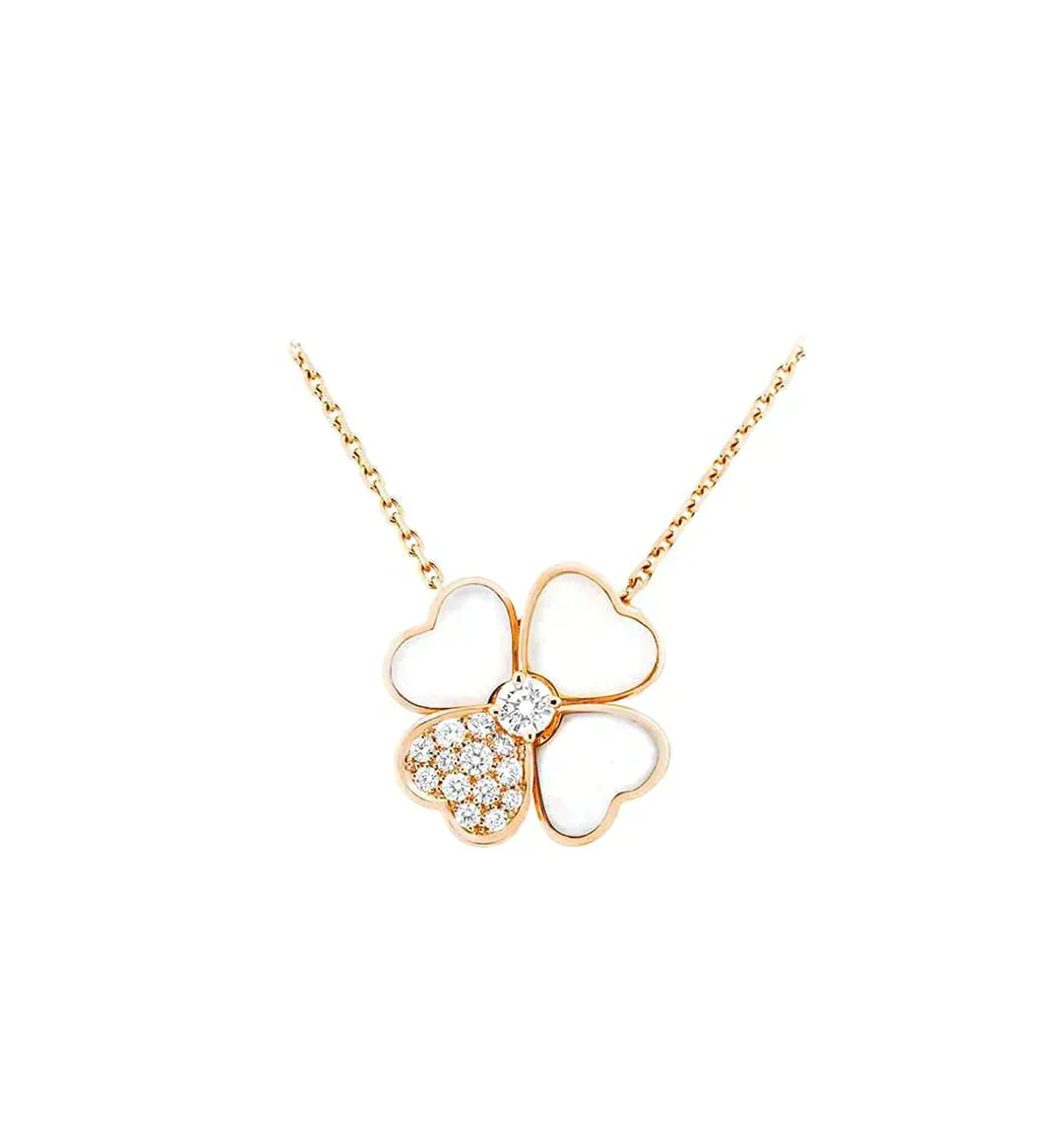 Clover Mop Diamond Rose Gold Necklace – LUX VERSE Luxury Designer Fashion Outlet