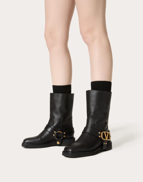 Vlogo Signature Calfskin Ankle Boot 30mm – in antique brass finish- Rubber sole- Heel height: 30 mm / 1.2 in.- Boot – LUX VERSE Luxury Designer Fashion Outlet
