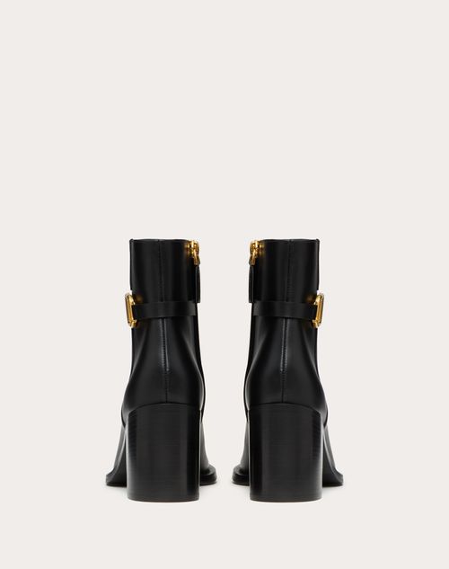 Vlogo Signature Calfskin Ankle Boot 75mm – brass-finish VLogo Signature accessory- Internal side zipper- Leather – LUX VERSE Luxury Designer Fashion Outlet