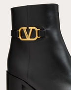 Vlogo Signature Calfskin Ankle Boot 75mm – with half non-slip rubber insert- Heel height: 75mm/3 – LUX VERSE Luxury Designer Fashion Outlet