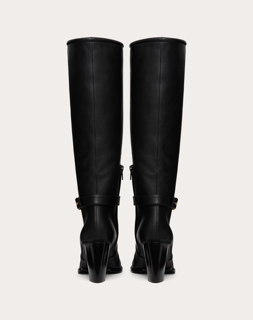 Vlogo Signature Calfskin Boot 75mm – calfskin boot with VLogo Signature decoration- Strap with personalized – LUX VERSE Luxury Designer Fashion Outlet