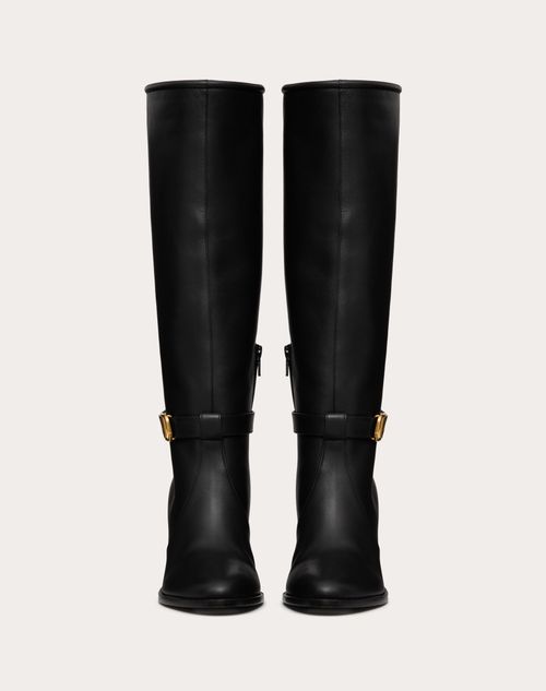 Vlogo Signature Calfskin Boot 75mm – 3 in.- Shaft height: 38 cm / 15 in. in an Italian size 37 – LUX VERSE Luxury Designer Fashion Outlet