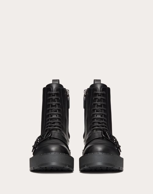 Vlogo Signature Calfskin Combat Boot 45mm – combat boot in calfskin with VLogo Signature decoration- Strap with custom – LUX VERSE Luxury Designer Fashion Outlet