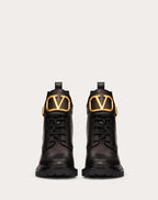 Vlogo Signature Calfskin Combat Boot 70 Mm – roman Stud combat boot in calfskin with straps embellished with maxi studs – LUX VERSE Luxury Designer Fashion Outlet
