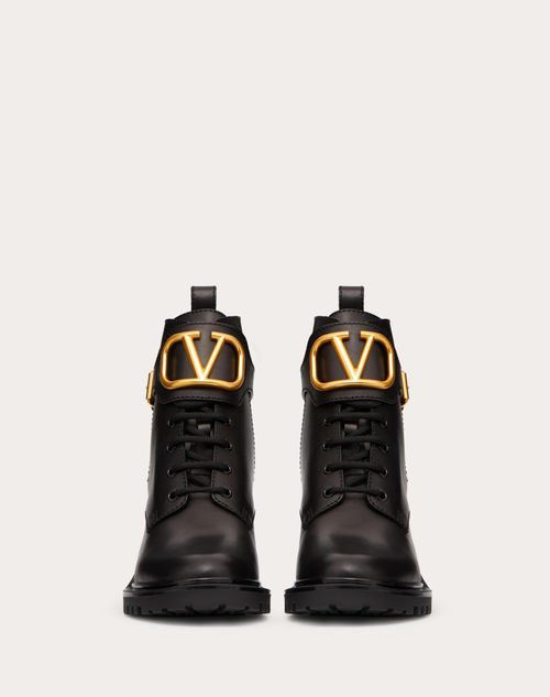 Vlogo Signature Calfskin Combat Boot 70 Mm – roman Stud combat boot in calfskin with straps embellished with maxi studs – LUX VERSE Luxury Designer Fashion Outlet