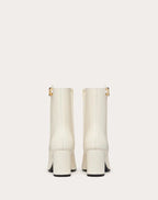 Vlogo the Bold Edition Suede Ankle Boot 70mm – light gold tone finish- Suede-covered block heel- Heel height: 70 mm / – LUX VERSE Luxury Designer Fashion Outlet