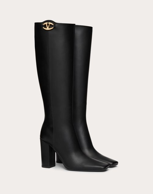 Vlogo the Bold Edition Boot in Calfskin 100mm – 100mm/4"- Shaft height: 38 cm/15"in an Italian size 37 – LUX VERSE Luxury Designer Fashion Outlet