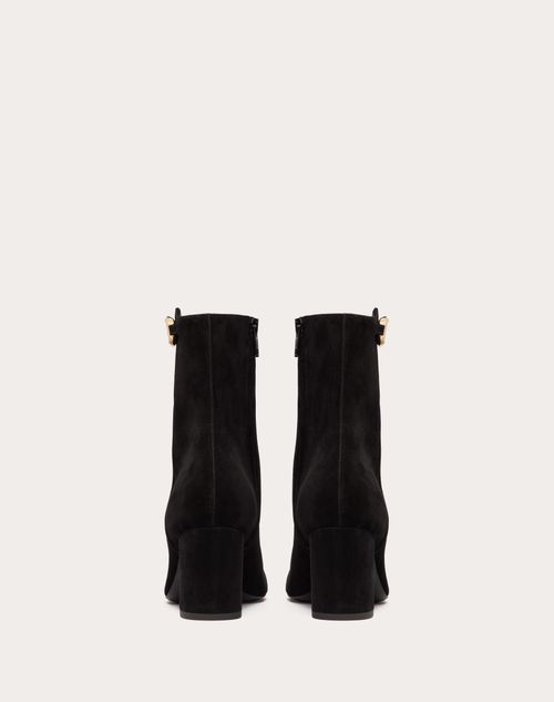 Vlogo the Bold Edition Suede Ankle Boot 70mm – light gold tone finish- Suede-covered block heel- Heel height: 70 mm / – LUX VERSE Luxury Designer Fashion Outlet