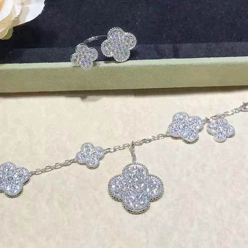 Clover 6 Motifs Diamond Bracelet Silver – LUX VERSE Luxury Designer Fashion Outlet