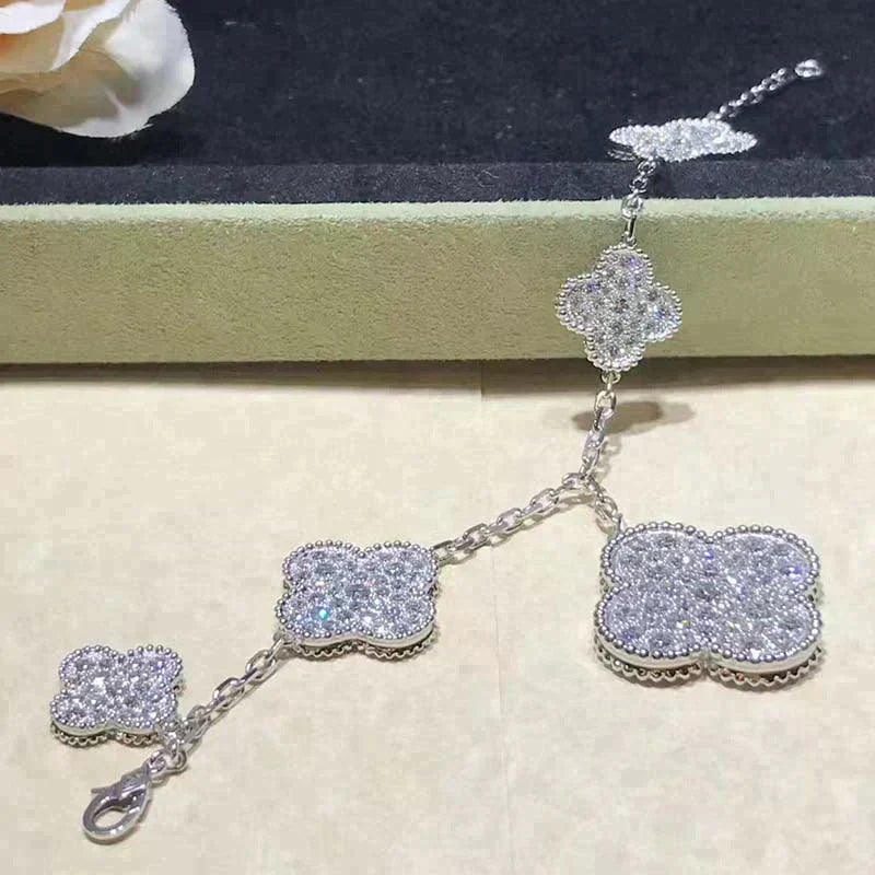 Clover 6 Motifs Diamond Bracelet Silver – LUX VERSE Luxury Designer Fashion Outlet