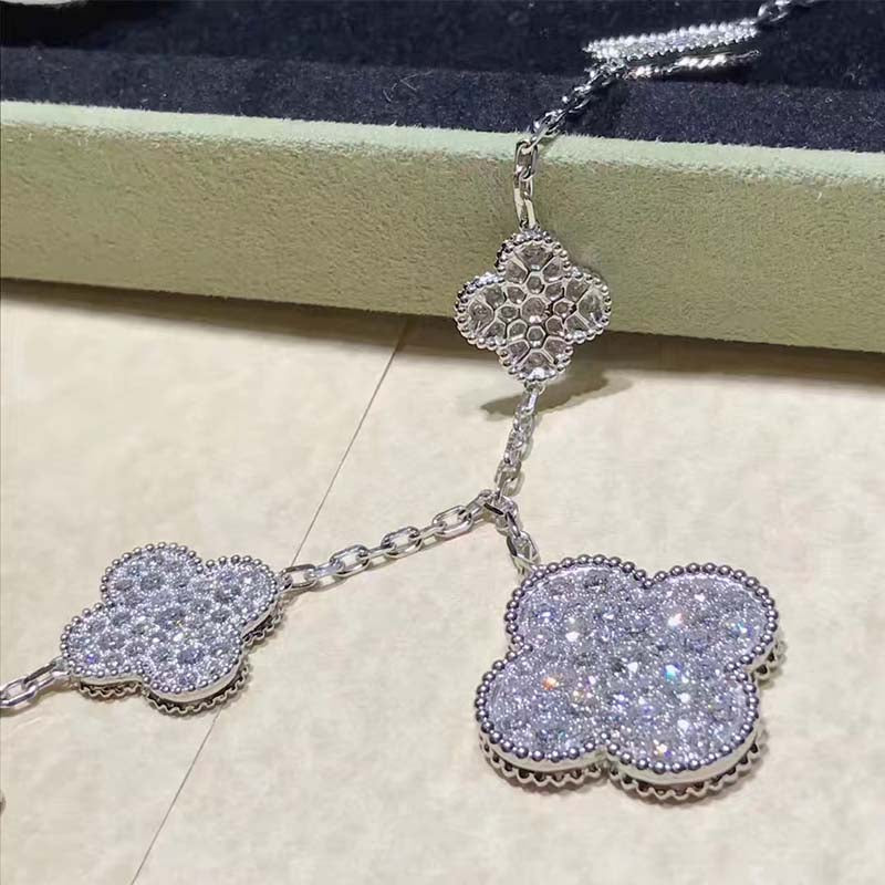 Clover 6 Motifs Diamond Bracelet Silver – LUX VERSE Luxury Designer Fashion Outlet
