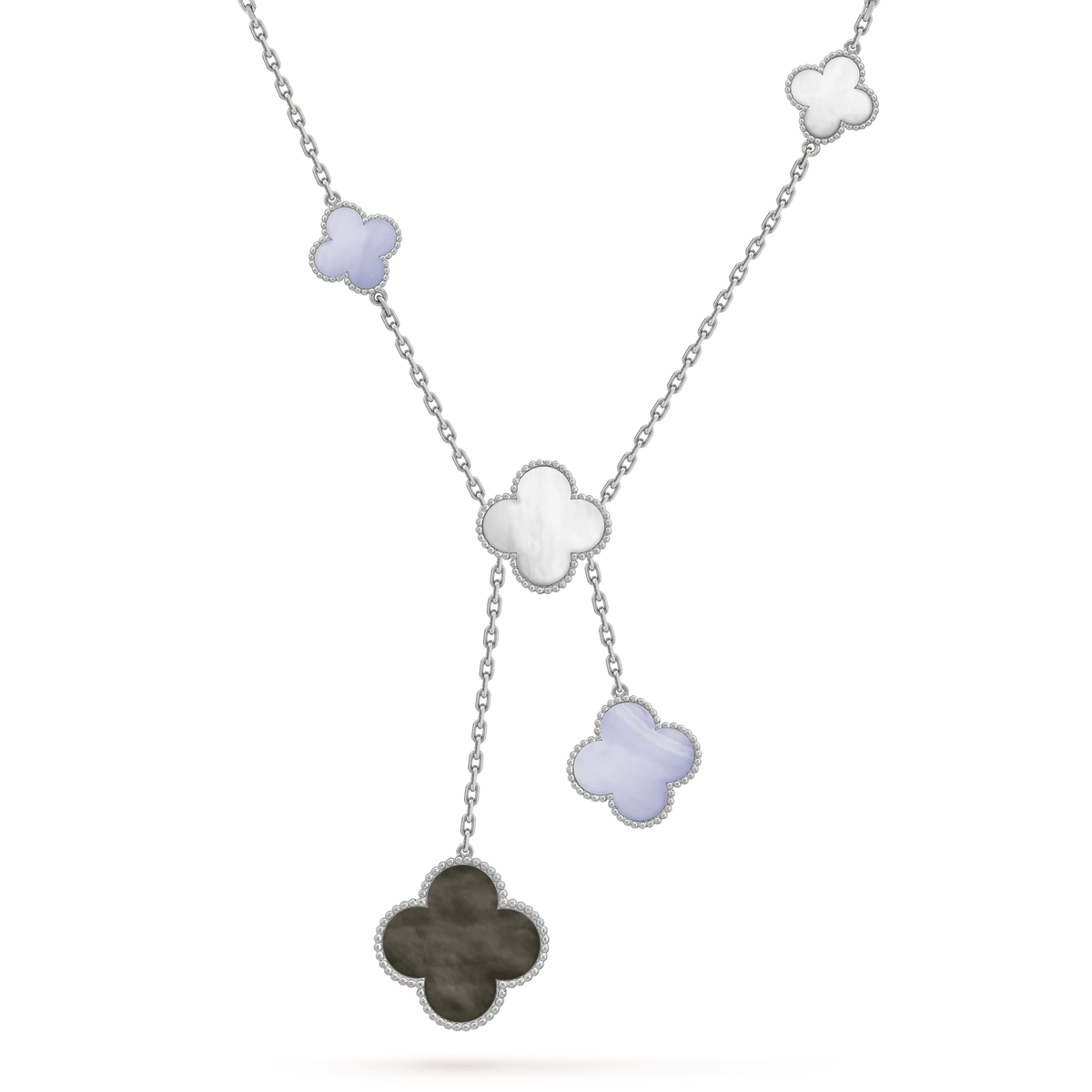 Clover Mop Chalcedony Necklace 6 Motif Silver – LUX VERSE Luxury Designer Fashion Outlet
